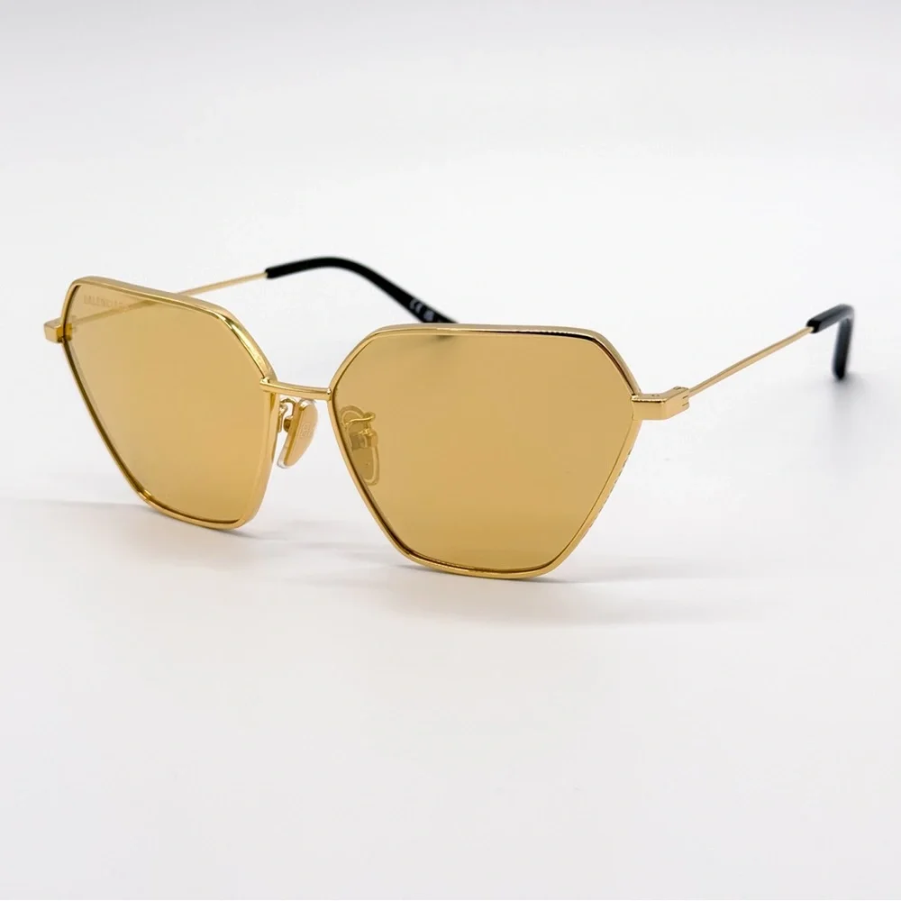 NEW BALENCIAGA BB0194S 002 GOLD GEOMETRIC WOMEN SUNGLASSES BALENCIAGA - Picture 3 of 10